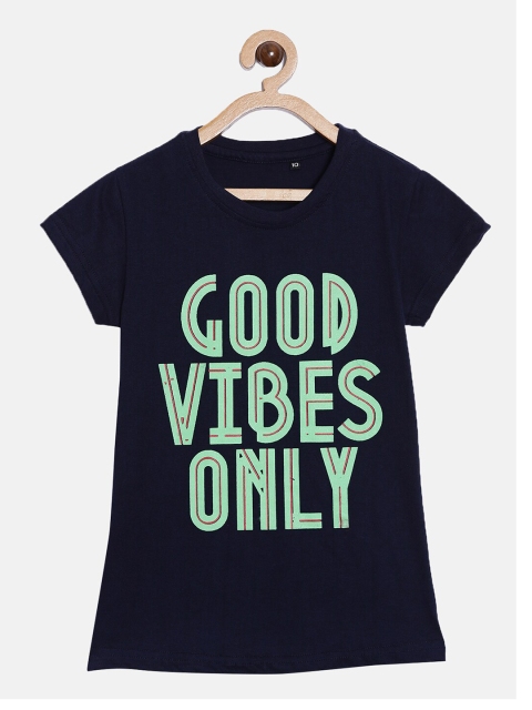 

SayItLoud Girls Black Typography Printed T-shirt