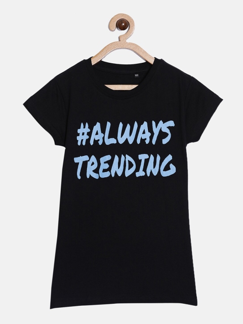 

SayItLoud Girls Black Pure Cotton Printed T-shirt