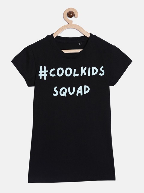

SayItLoud Girls Black & Blue Typography Printed Cotton T-shirt