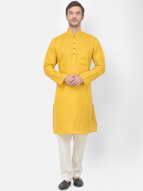 

SG LEMAN Men Yellow Regular Pure Cotton Kurta with Pyjamas