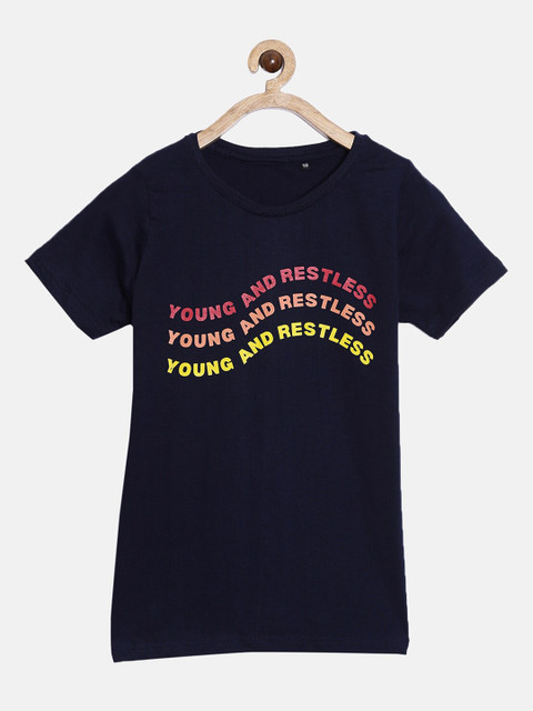 

SayItLoud Boys Black & Yellow Typography Printed Pure Cotton T-shirt