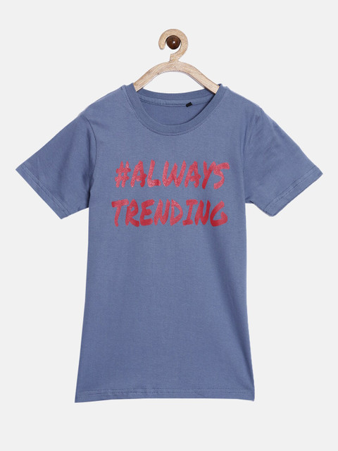 

SayItLoud Boys Blue & Red Typography Printed T-shirt