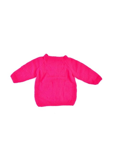 

The Original Knit Girls Pink & White Acrylic Cable Knit Cardigan