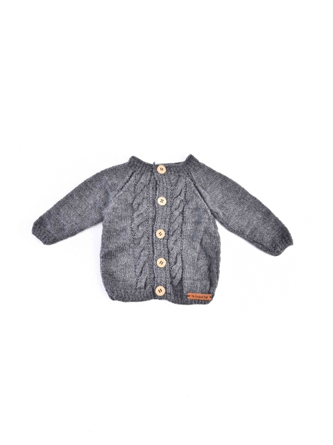 

The Original Knit Unisex Kids Grey Melange Cable Knit Acrylic Cardigan