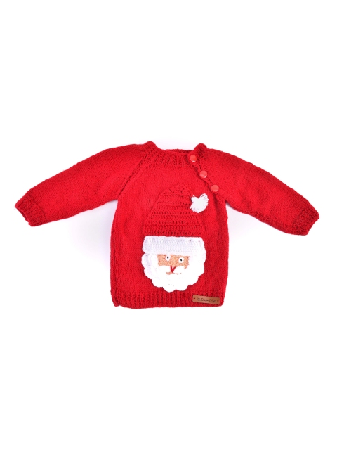 

The Original Knit Unisex Kids Red & White Santa Applique Acrylic Pullover
