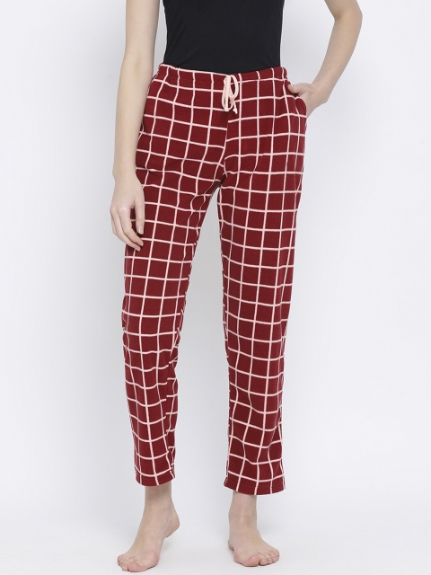 

Kanvin Women Maroon & White Checked Polar Fleece Winter Lounge Pants