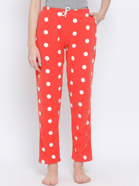 

Kanvin Women Orange & White Printed Straight Polar Fleece Winter Lounge Pants