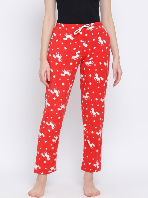 

Kanvin Women Red & White Printed Polar Fleece Winter Lounge Pants