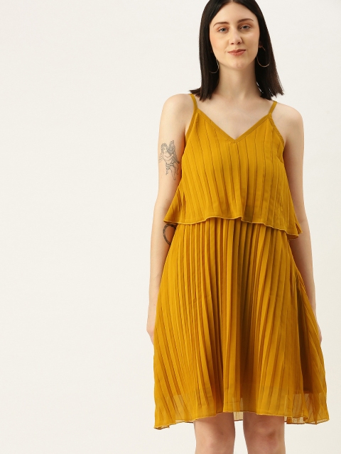 

Yuvraah Mustard Yellow Georgette A-Line Dress