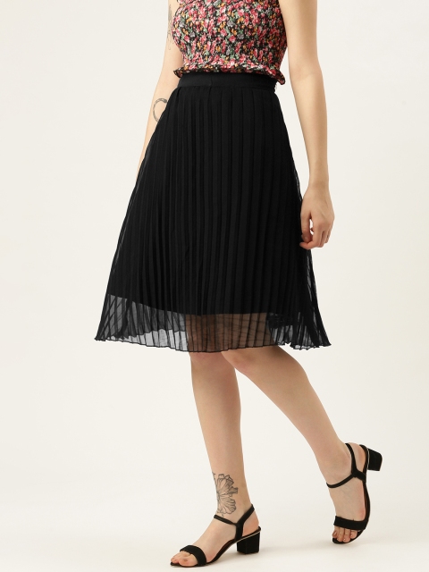 

Yuvraah Women Black Accordion Pleated Skirt