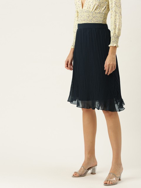 

Yuvraah Women Yellow Accordion Pleated Skirt, Turquoise blue