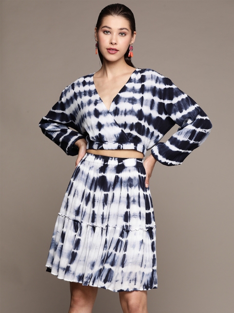 

Label Ritu Kumar Women Blue Dyed Top with Skirt