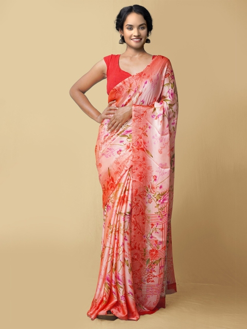 

Unnati Silks Women Red Printed Art Chiffon Saree