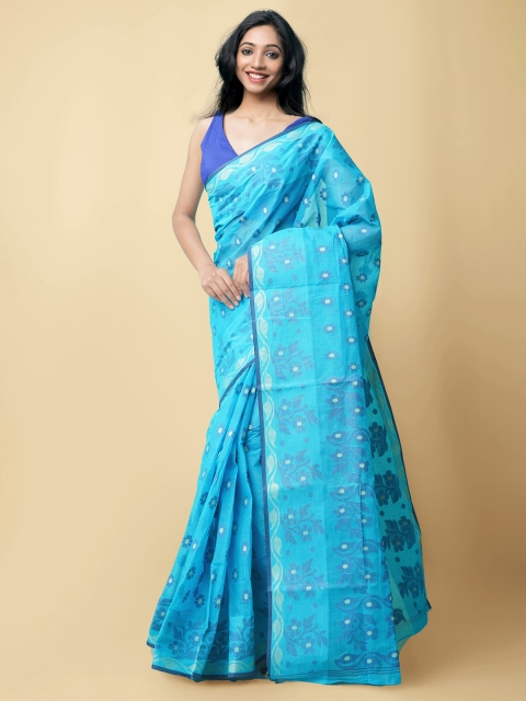 

Unnati Silks Women Blue Pure Handloom Bengal Tant Cotton Sustainable Saree