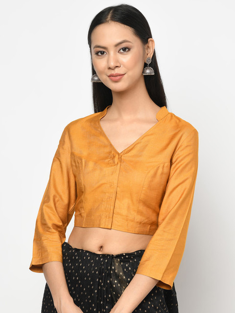 

Fabindia Women Mustard Yellow Coloured Solid Saree Blouse