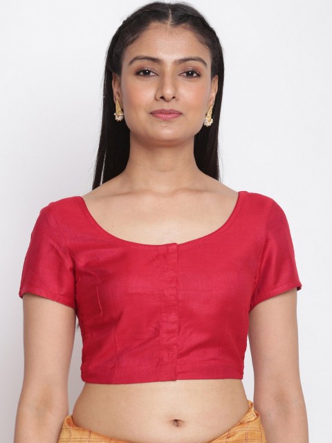 

Fabindia Women Red Solid Saree Blouse