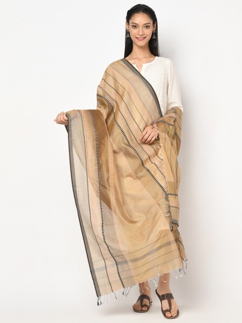 

Fabindia Beige & Black Printed Cotton Silk Dupatta