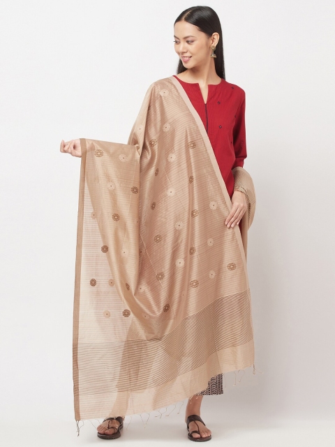 

Fabindia Beige & Brown Ethnic Motifs Woven Design Cotton Silk Dupatta