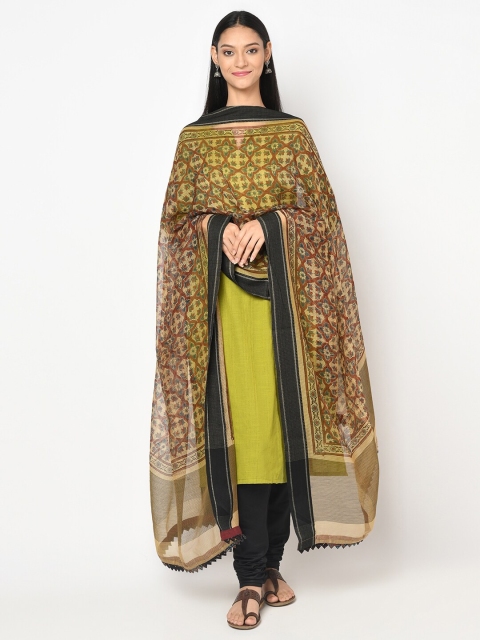 

Fabindia Beige & Red Printed Cotton Silk Dupatta