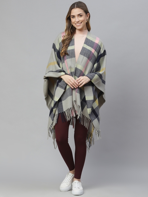 

Marks & Spencer Women Grey Checked Tasselled Longline Shrug