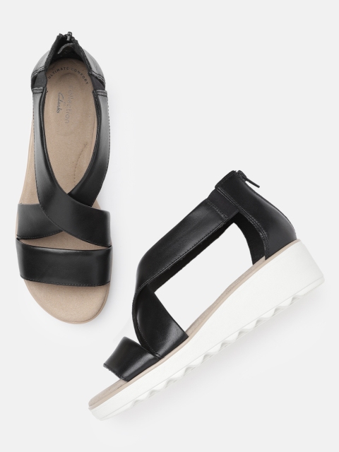 

Clarks Black Leather Wedges