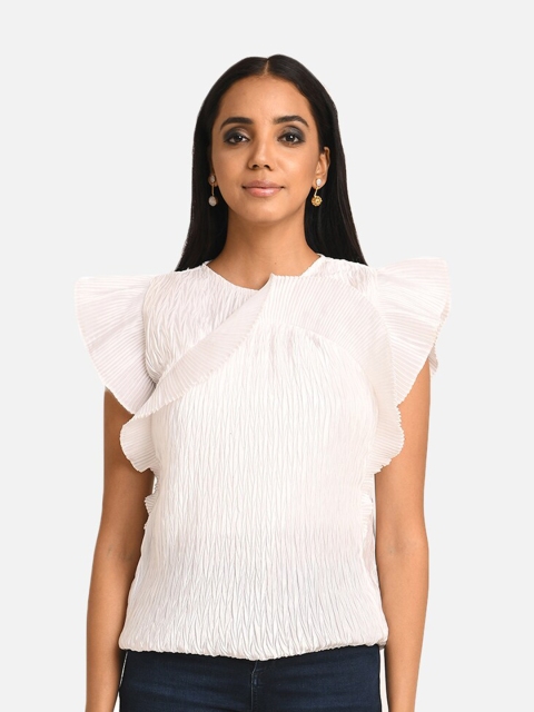 

ATTIC SALT White Satin Georgette Regular Top
