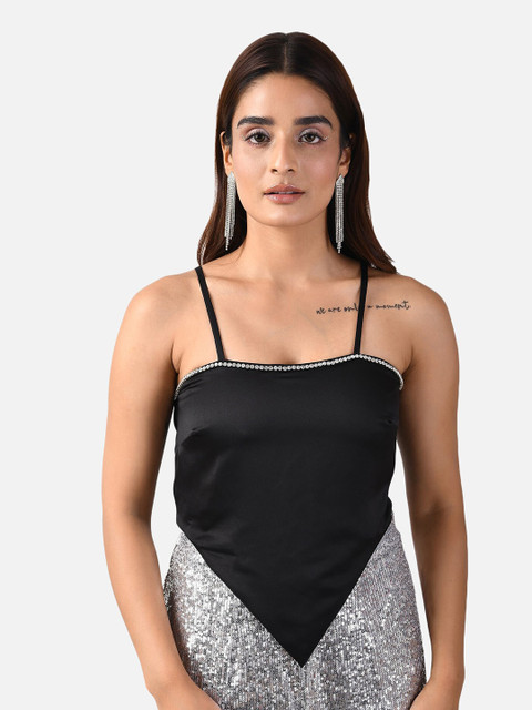 

ATTIC SALT Black Georgette Regular Top