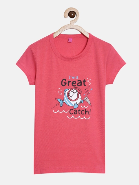 

A3A Girls Pink Printed Cotton T-Shirt