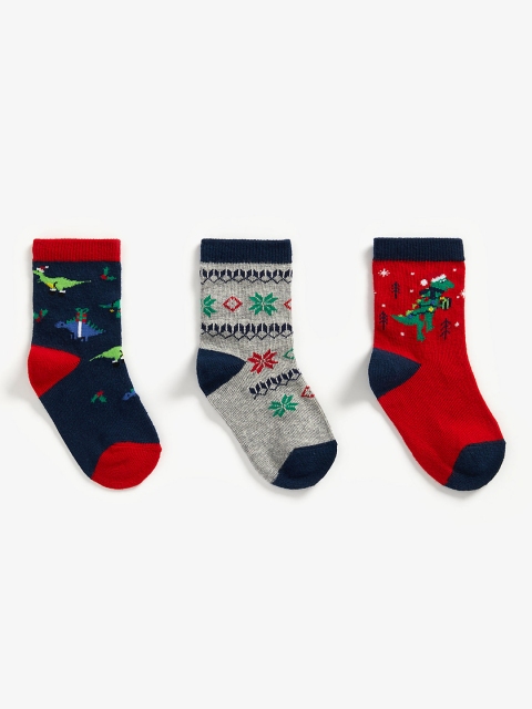 

mothercare Boys Set of 3 Above Anke-Length Dino Design Socks, Multi