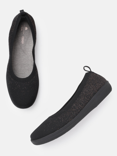 

Clarks Women Navy Blue & Rose Gold-Toned Woven Design Ballerinas