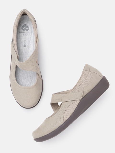 

Clarks Women Beige Solid Mary Jane Ballerinas