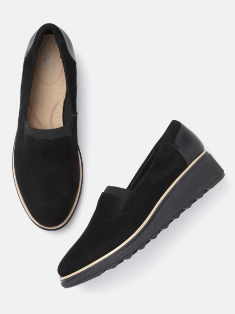 

Clarks Black Suede Wedge Pumps