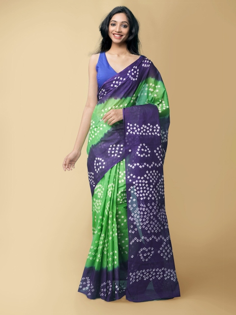 

Unnati Silks Women Green & Navy Blue Handloom Pure Kalamkari Cotton Sustainable Saree