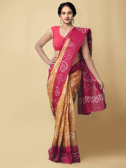 

Unnati Silks Women Brown & Maroon Handloom Pure Kalamkari Cotton Sustainable Saree