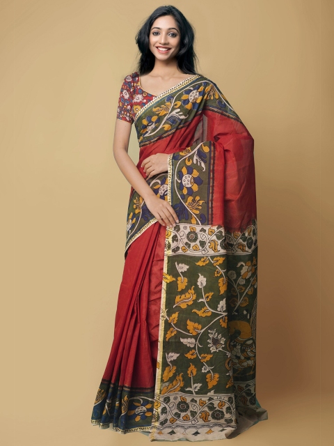 

Unnati Silks Red & Green Pure Cotton Kanjeevaram Saree