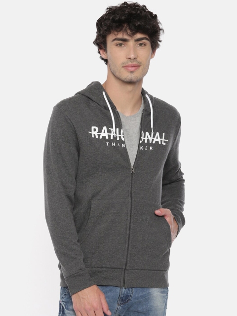 

Swiss Club Men Grey Printed Hooded Sweatshirt