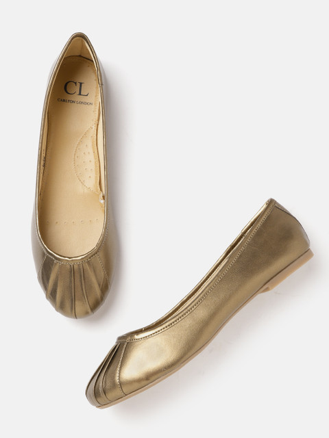

Carlton London Women Gold-Toned Solid Ballerinas with Pleats