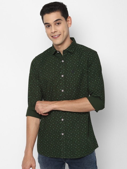 

Allen Solly Sport Men Green & Black Opaque Printed Pure Cotton Casual Shirt