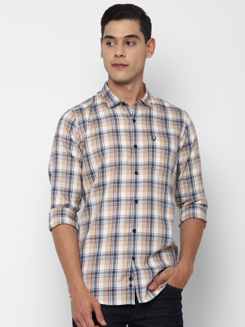 

Allen Solly Sport Men Navy Blue & Beige Opaque Checked Pure Cotton Casual Shirt