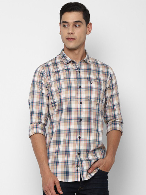 

Allen Solly Sport Men White & Black Tartan Checked Pure Cotton Casual Shirt