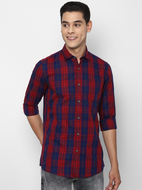 

Allen Solly Sport Men Maroon & Navy Blue Opaque Checked Pure Cotton Casual Shirt