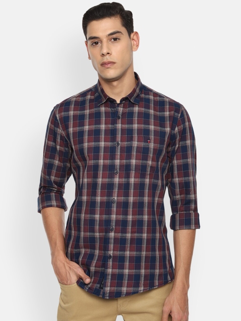 

Louis Philippe Jeans Men Maroon Checked Casual Shirt