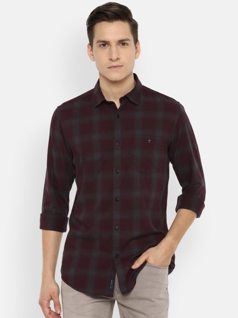 

Louis Philippe Jeans Men Maroon Opaque Checked Casual Shirt