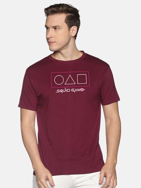 

MASH UNLIMITED Men Maroon & Pink Printed Round Neck T-shirt