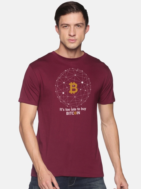 

MASH UNLIMITED Men Maroon Printed Slim Fit Cotton T-shirt