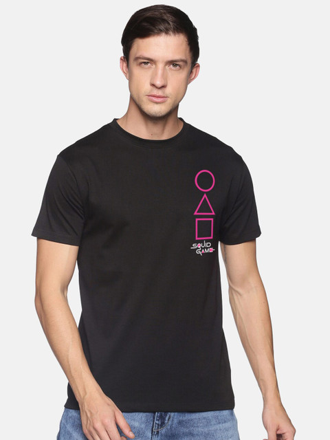 

MASH UNLIMITED Men Black Typography Applique Slim Fit T-shirt