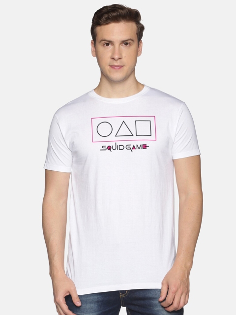 

MASH UNLIMITED Men White Squid Game Printed Slim Fit T-shirt