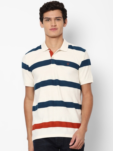 

Allen Solly Sport Men Cream-Coloured & Green Striped Polo Collar T-shirt