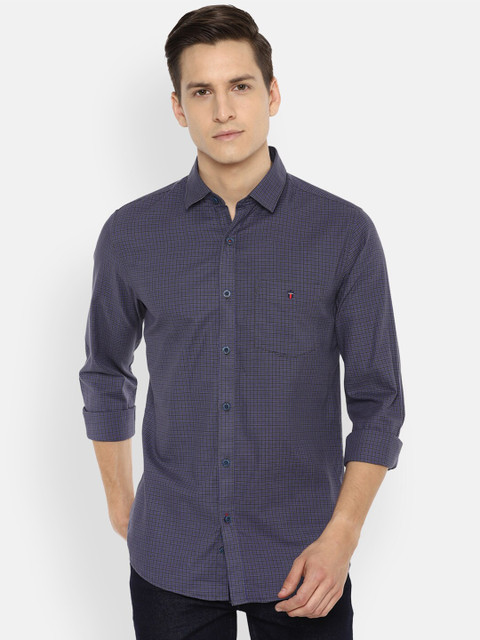 

Louis Philippe Sport Men Navy Blue Micro Checks Casual Shirt