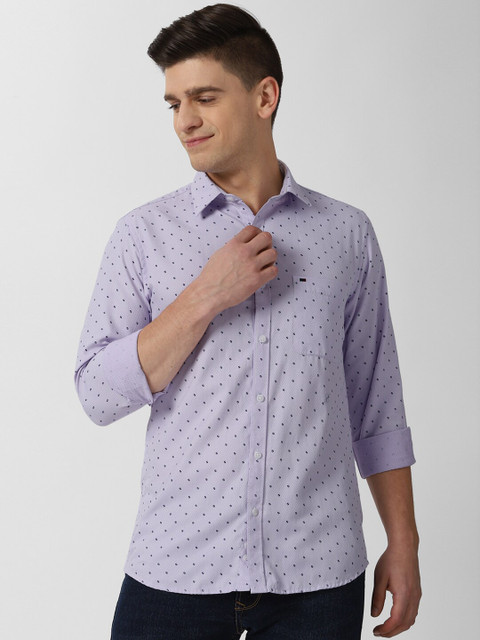 

Peter England Casuals Men Purple Slim Fit Opaque Printed Casual Shirt